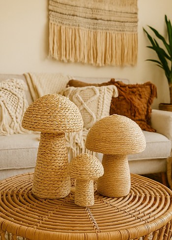 Bej ve Gri Mantar Figürleri - Görsel 2