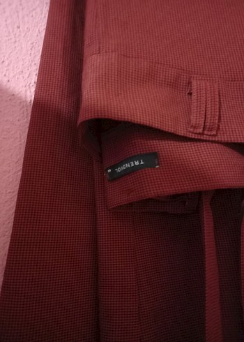40 Beden Kahve siyah kareli kumaş Kadın Pantolon