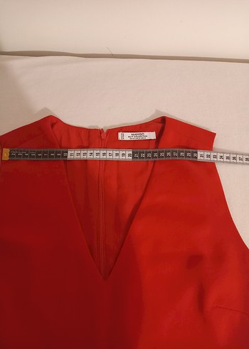 Kolsuz Kırmızı Midi V Yaka Kadın Elbise - Görsel 6