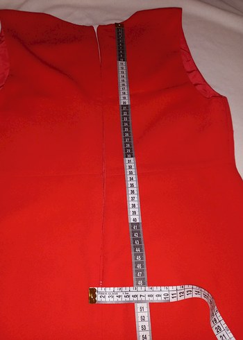 Kolsuz Kırmızı Midi V Yaka Kadın Elbise - Görsel 9