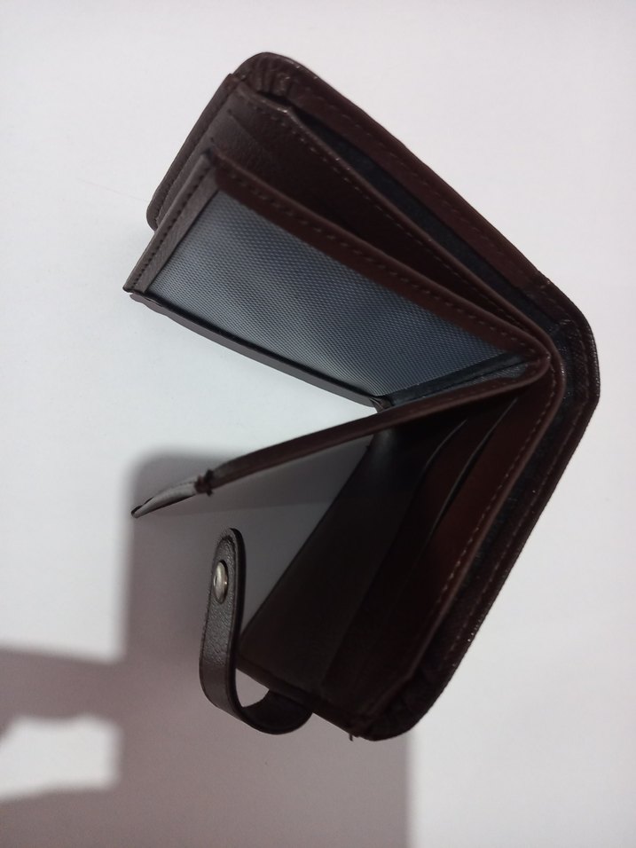 Deri Düğmeli Kahverengi Erkek Cüzdanı - Görsel 3