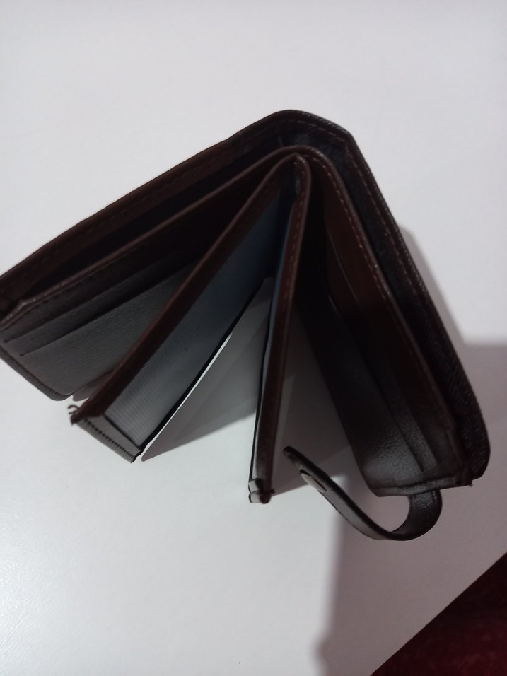 Deri Düğmeli Kahverengi Erkek Cüzdanı - Görsel 4