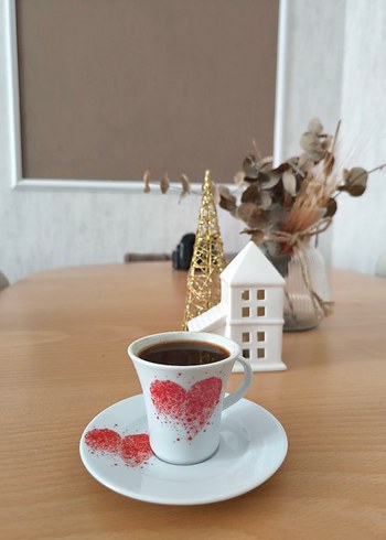  Beden kahverengi Renk Kahve Fincanı ve Tabak Seti