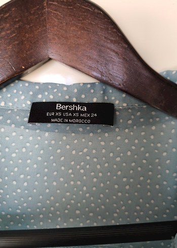 s Beden mavi Renk Bershka düğmeli Uzun Kollu Bağlamalı Mavi Kadın Gömlek