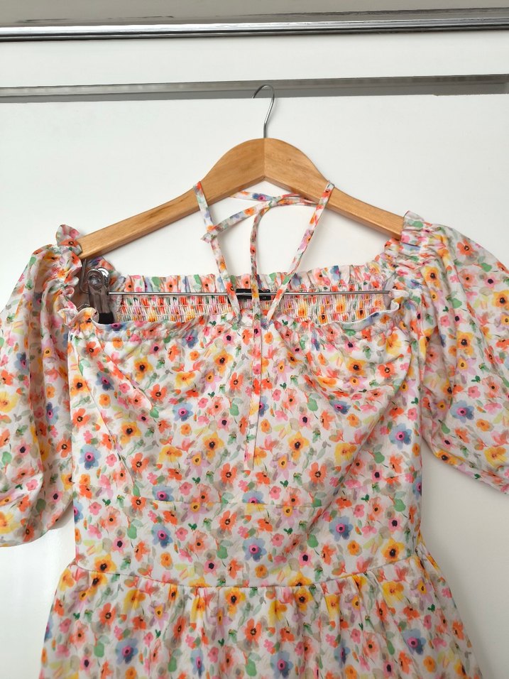 Çiçek Desenli Bohem Midi Elbise - Görsel 3