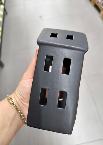 Siyah Seramik Ev Şeklinde Mumluk - Görsel 3