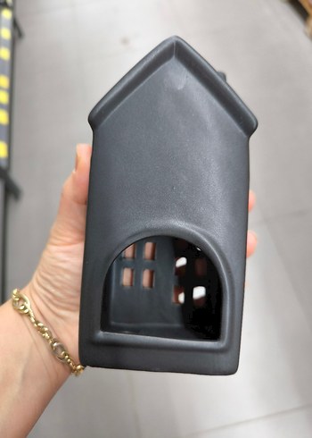 Siyah Seramik Ev Şeklinde Mumluk - Görsel 4