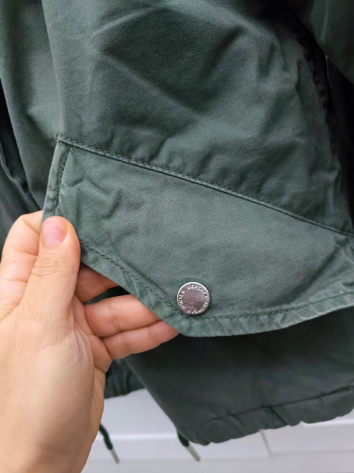 Bershka kadın Yeşil Kapüşonlu Kürklü Kışlık Ceket - Görsel 4