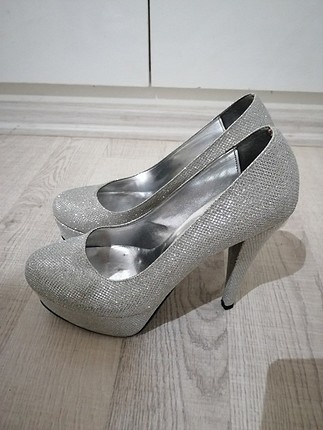 gümüş abiye ayakkabı