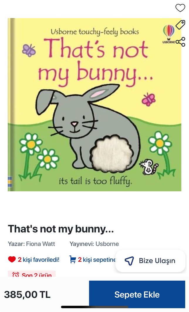 Usborne Dokunsal 'That's Not My Bunny' Çocuk Kitabı - Görsel 3