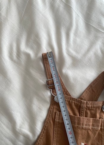5 Yaş Beden Zar Kız Çocuk Nakışlı Kahverengi Salopet