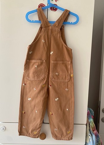 Zara Zar Kız Çocuk Nakışlı Kahverengi Salopet