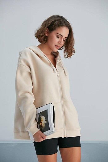 Bershka Kapüşonlu Fermuarlı Sweat