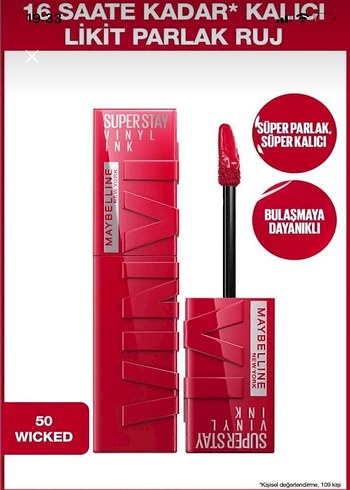 Maybelline Super Stay Vinlynk 50 Wicked Kırmızı Ruj