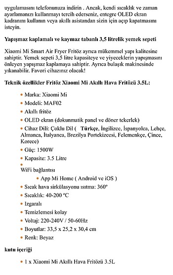 Xiaomi mi smart air fryer - Görsel 4
