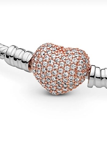 Pandora moments 14 ayar pembe altın kaplama pave kalp klipsli - Görsel 3