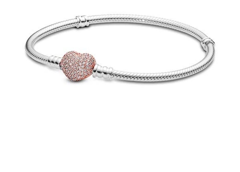 Pandora moments 14 ayar pembe altın kaplama pave kalp klipsli - Görsel 5