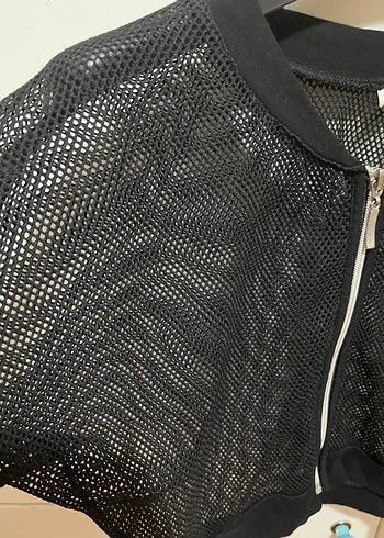 Siyah Kısa Fermuarlı Kadın Ceket - Görsel 2