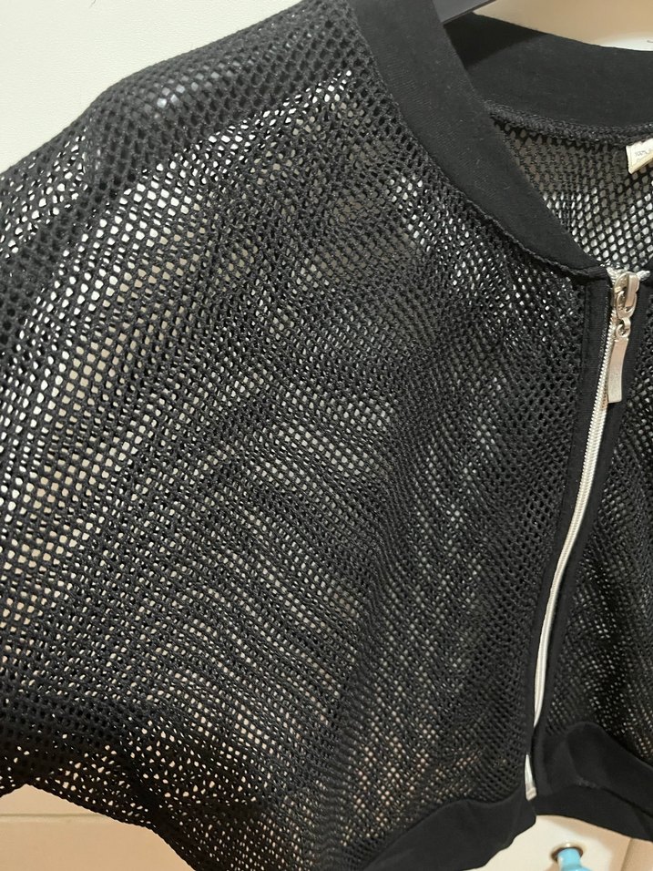 Siyah Kısa Fermuarlı Kadın Ceket - Görsel 2