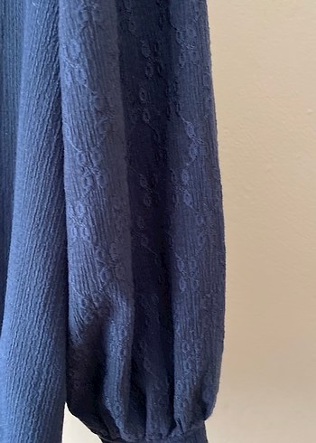 m Beden Linen Kumaşlı Lacivert Hamile Bluzu