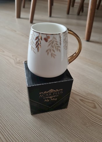 Güral Porselen Beyaz Altın Detaylı Acar Plus Kupa