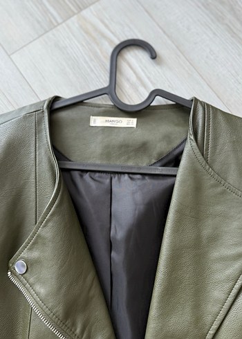 Kadın Haki Deri Biker Ceket - Görsel 2