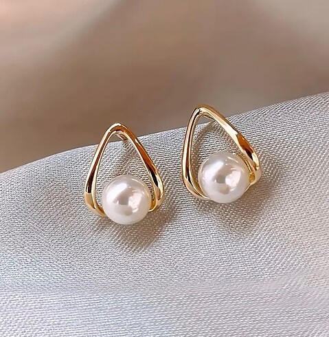 Gold Çelik İncili Küpe