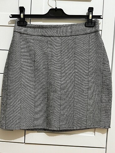 Siyah A-line mini dokuma etek