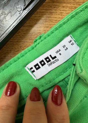 Defacto Yeşil Kemerli kot Şort - Görsel 5