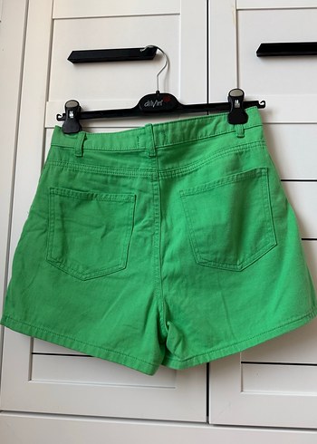 Defacto Yeşil Kemerli kot Şort - Görsel 4