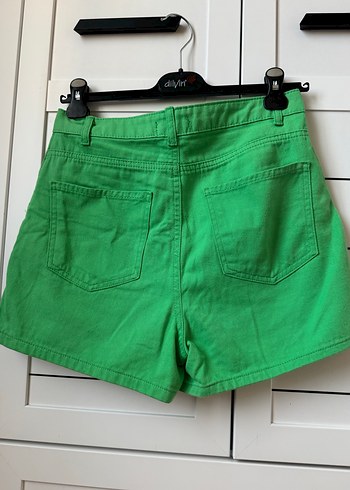 Defacto Yeşil Kemerli kot Şort - Görsel 3
