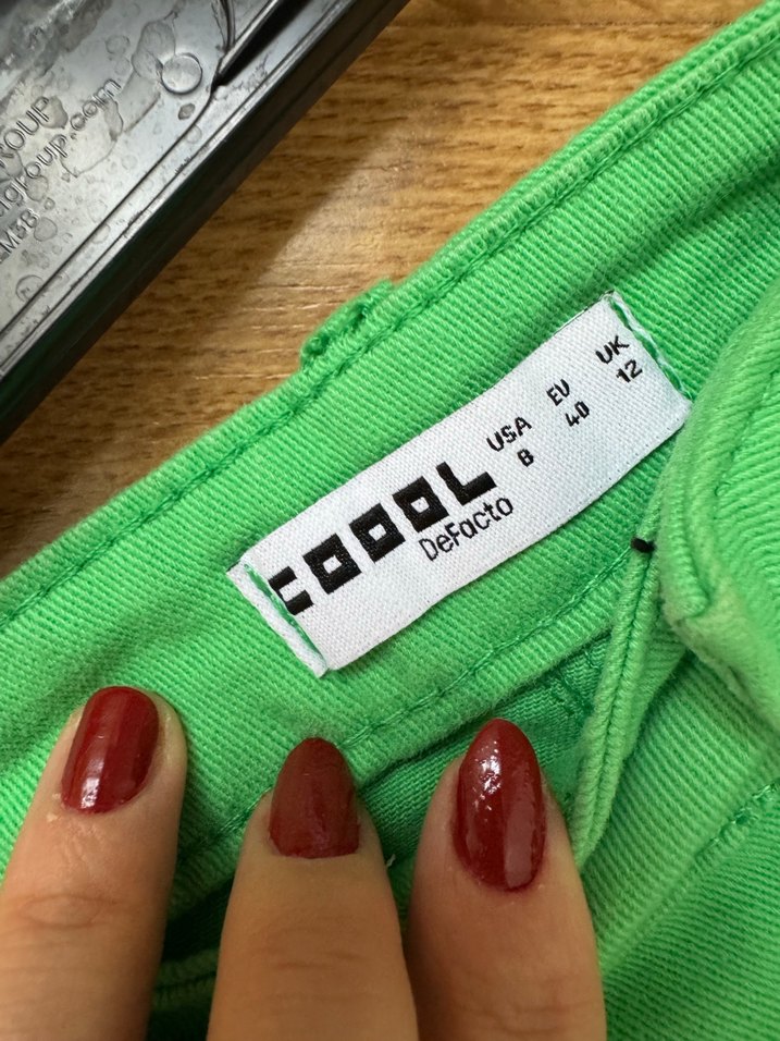 Defacto Yeşil Kemerli kot Şort - Görsel 5