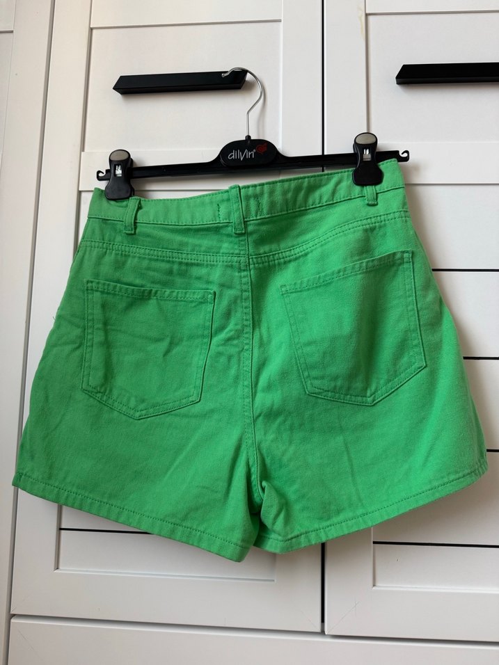 Defacto Yeşil Kemerli kot Şort - Görsel 4