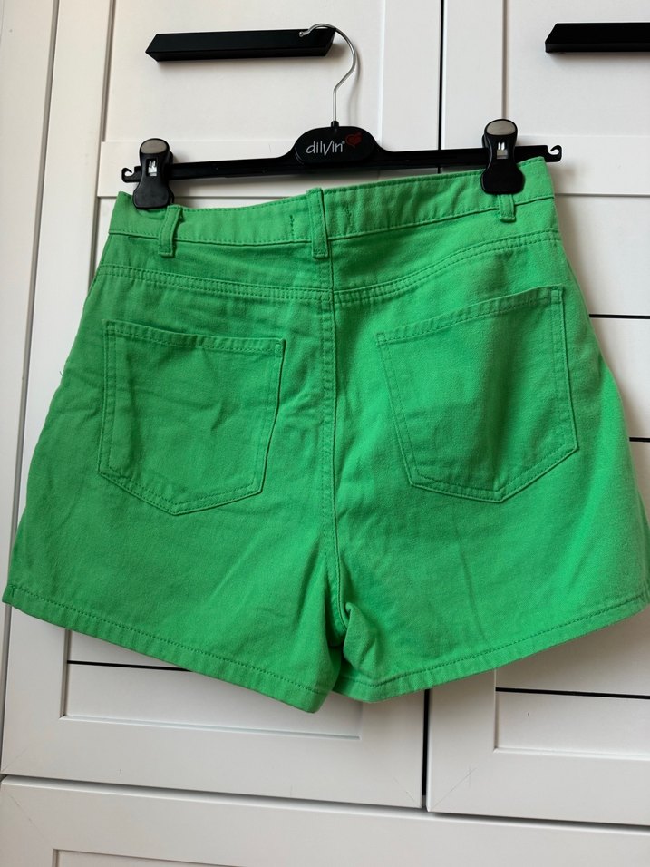 Defacto Yeşil Kemerli kot Şort - Görsel 3