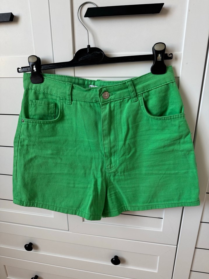 Defacto Yeşil Kemerli kot Şort - Görsel 2