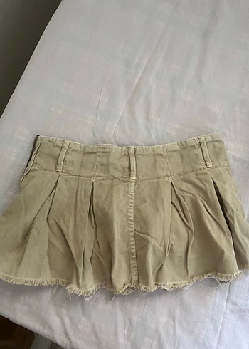 Bej kot Pileli Mini şort Etek