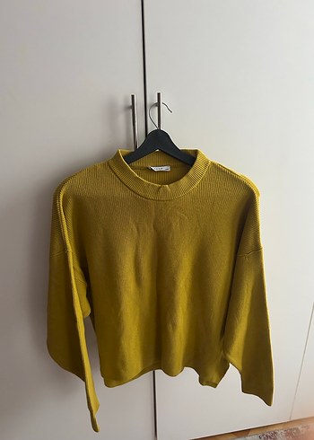 Sarı Kadın Oversize Triko Kazak