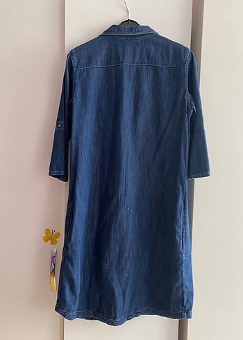 Mavi Jeans Düğmeli Lacivert Denim Midi Elbise
