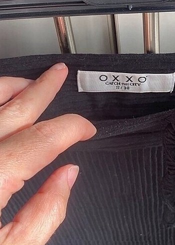 oxxo Siyah Pilili Midi Keten Etek