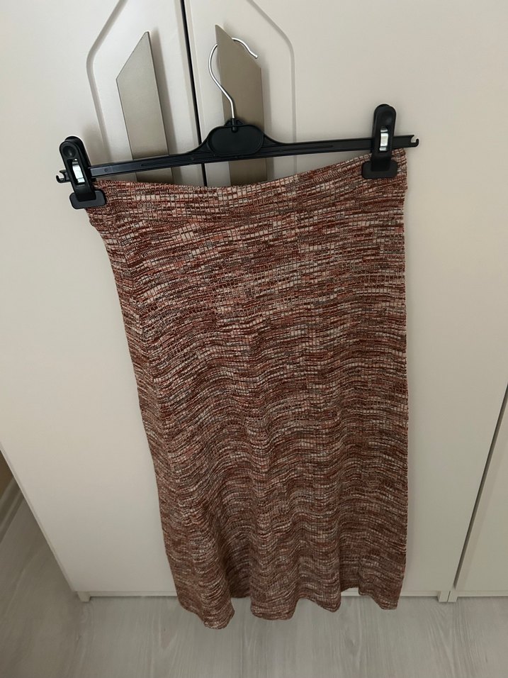 Bohem Tarz Kahverengi Uzun Örgü Etek - Görsel 3