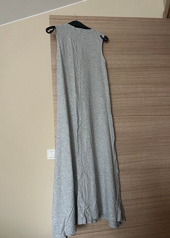 Gri Kolsuz Uzun  Elbise - Görsel 3