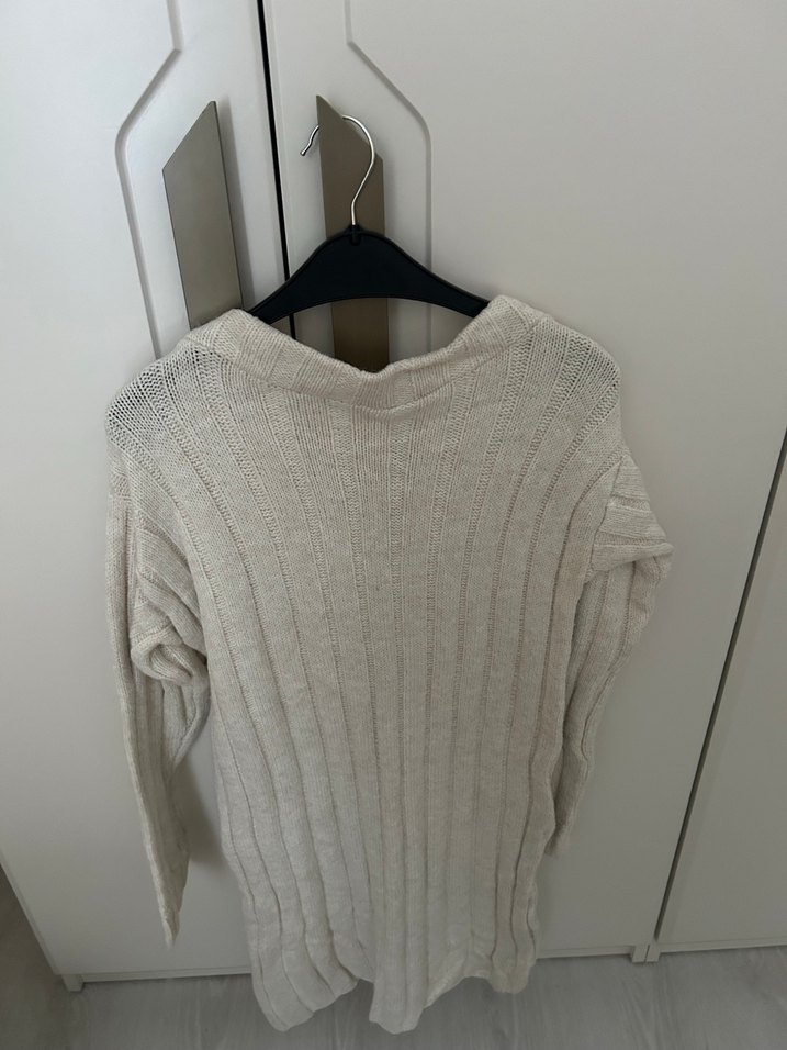 Bej Kadın Örgü Yün elbise - Görsel 2