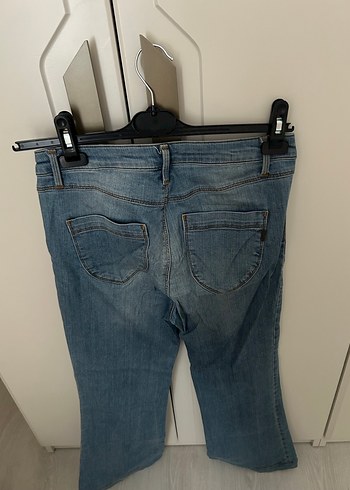 Gevşek Kesim Midi Mavi Kadın Kot Pantolon - Görsel 3