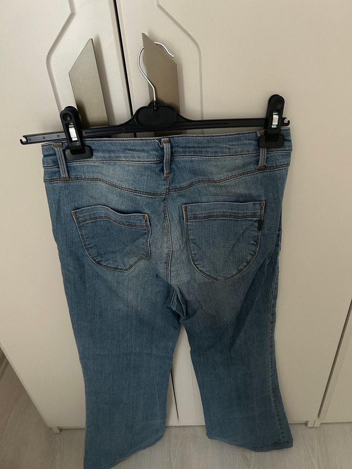 Gevşek Kesim Midi Mavi Kadın Kot Pantolon - Görsel 3