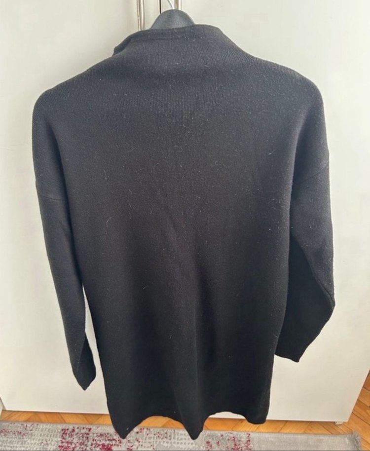 Fermuarlı Siyah Yüksek Yakalı Kadın elbise - Görsel 4