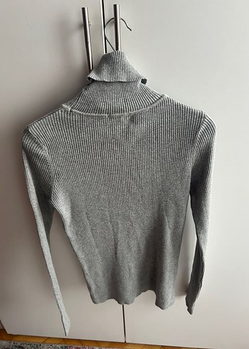 Gri Balıkçı Yaka İnce Triko Kadın Kazak - Görsel 4