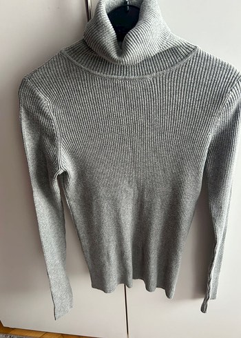 Gri Balıkçı Yaka İnce Triko Kadın Kazak - Görsel 2