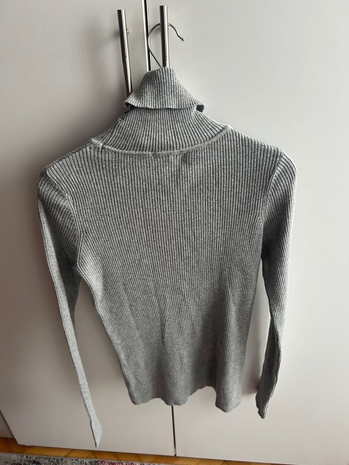 Gri Balıkçı Yaka İnce Triko Kadın Kazak - Görsel 4