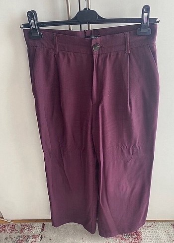 Bordo Düğmeli Salaş Kadın Kumaş Pantolon