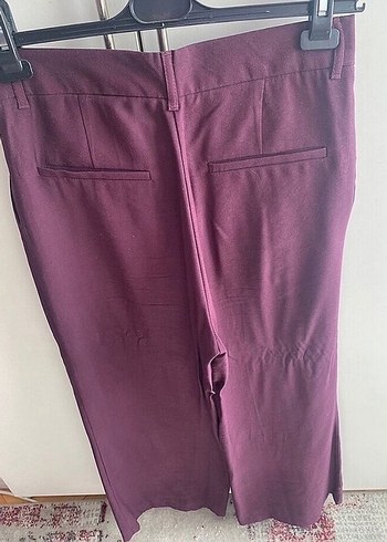 Zara Bordo Düğmeli Salaş Kadın Kumaş Pantolon